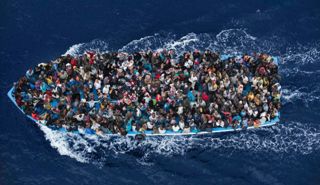 Migrant boat in the Mediterranean