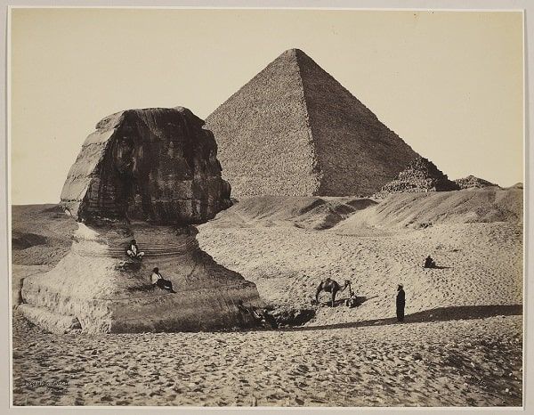 &#39;The Sphinx, the Great Pyramid and two lesser Pyramids, Ghizeh, Egypt&#39; (credit Francis Bedford, 1862). Royal Collection Trust / &#169; Her Majesty Queen Elizabeth II 2020