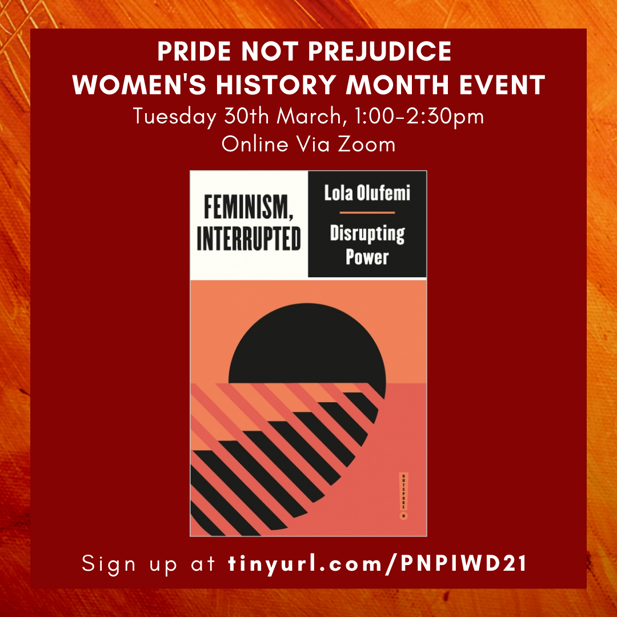 Poster for the &#39;Pride Not Prejudice&#39; Women&#39;s History Month event