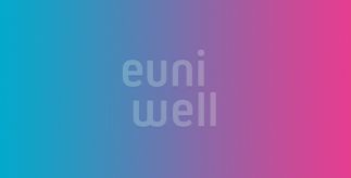 EUniWell logo with a pink and blue background