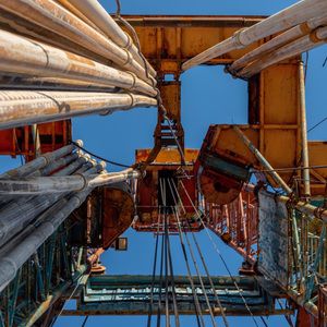 Drilling rig operation on the oil platform in oil and gas industry