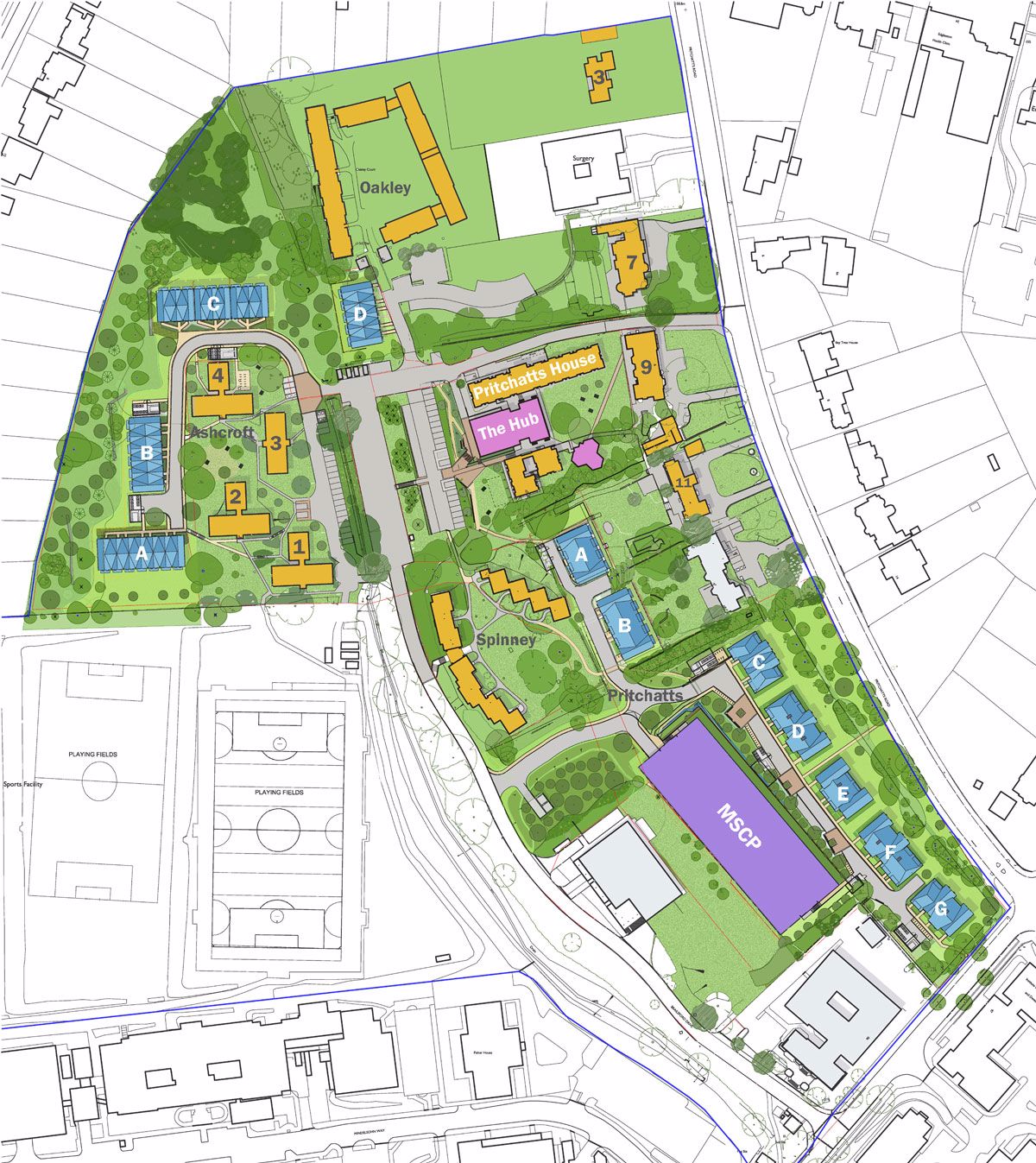 Map of the Pritchatts Park Development