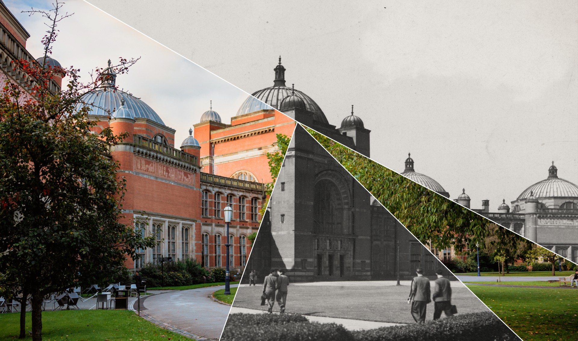 Then and now composite image of chancellor's court