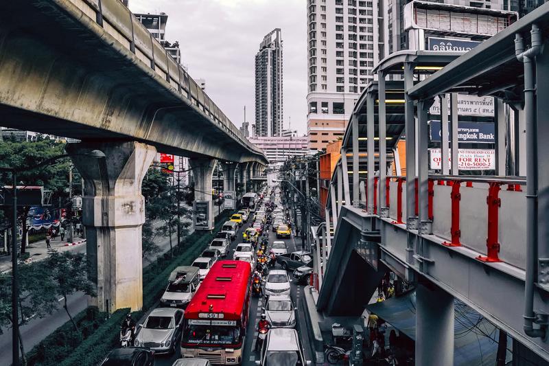 Traffic jam in a Bangkok street
