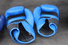 Blue boxing gloves