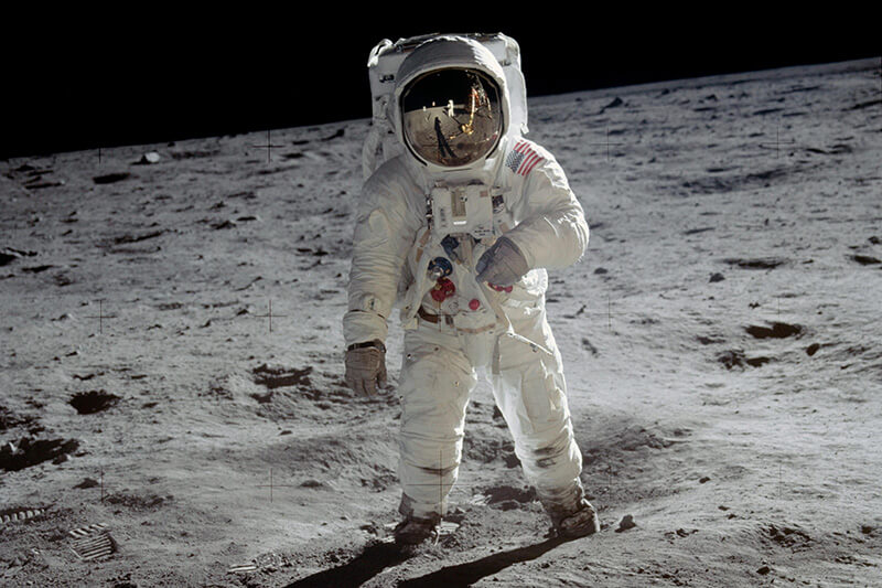 Buzz Aldrin walking on the Moon