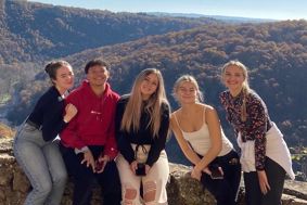 Caitlin and friends on a day-trip to the beautiful nearby town of Najac