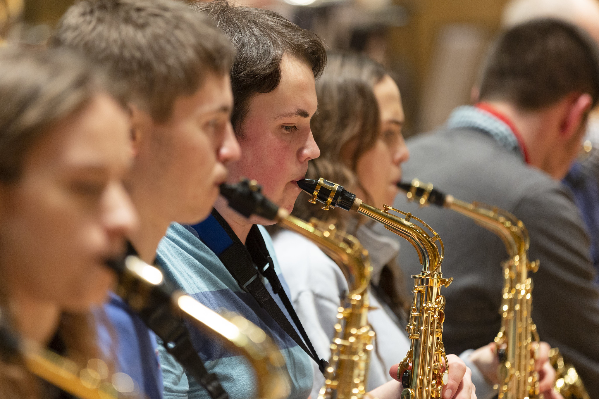 A row of saxophonists