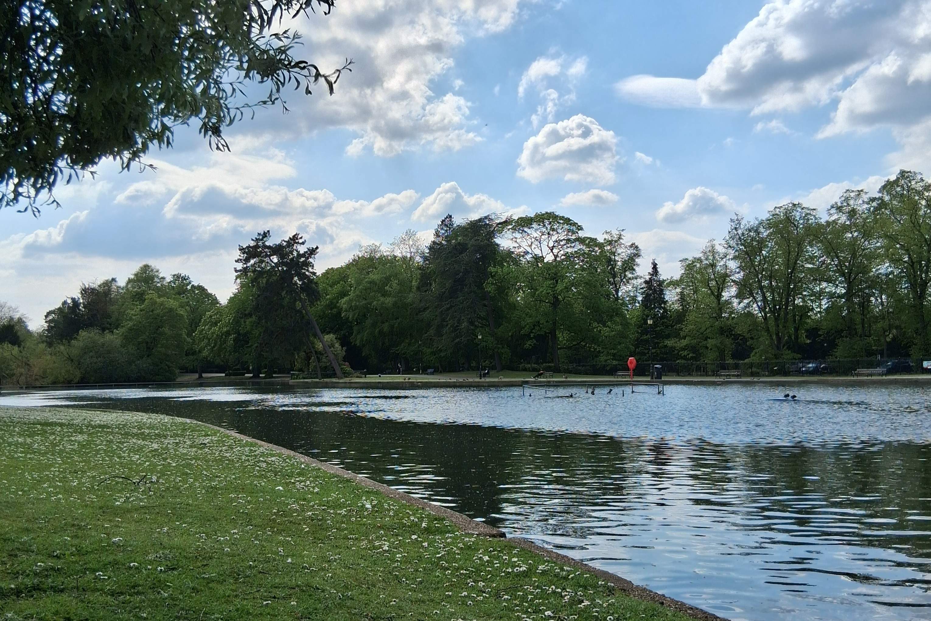 A view out over the lake at Cannon Hill Park in Birmingham