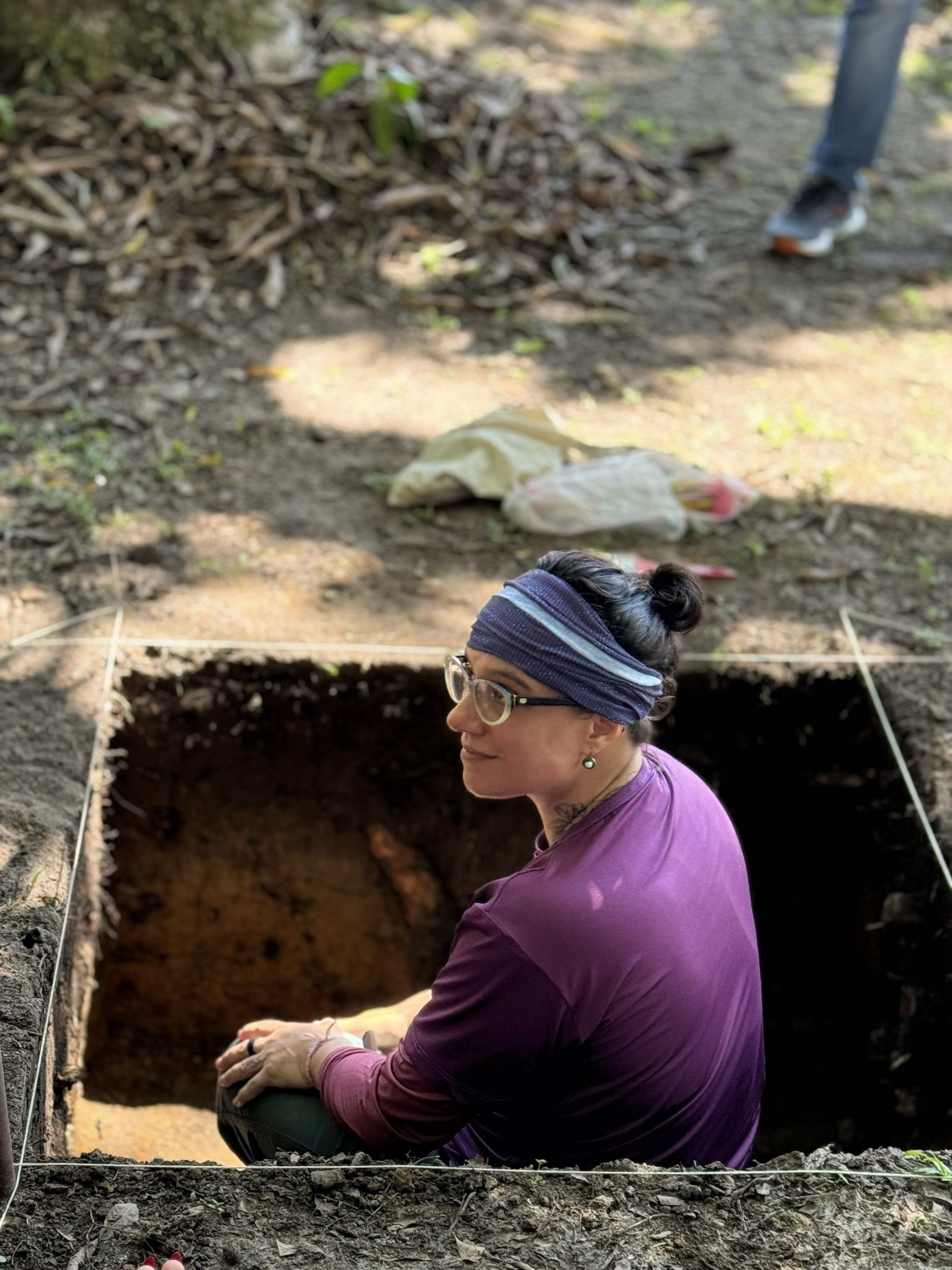 An archaeological pit containing historic ceramics 