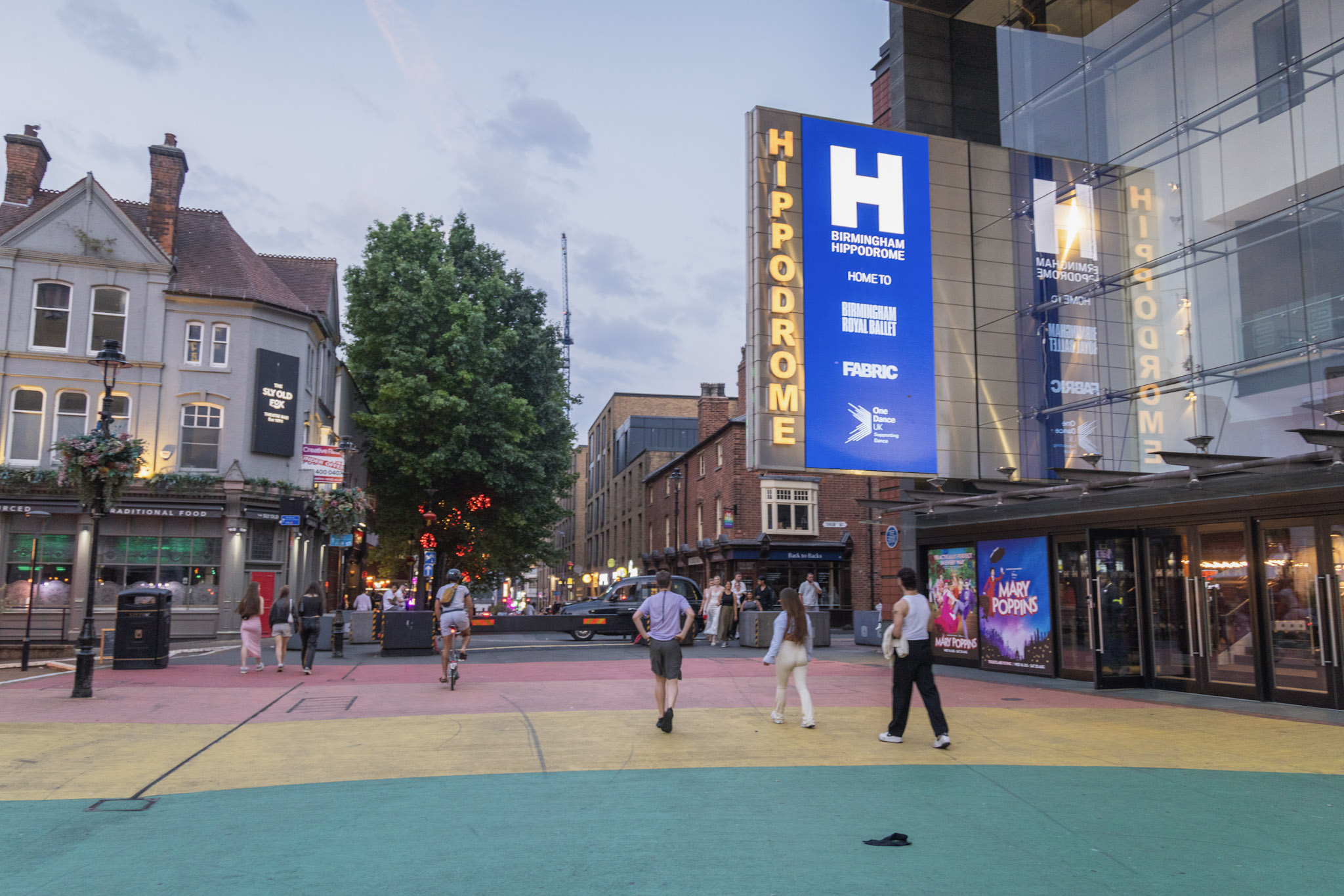Night-time image of the Hippodrome all lit up