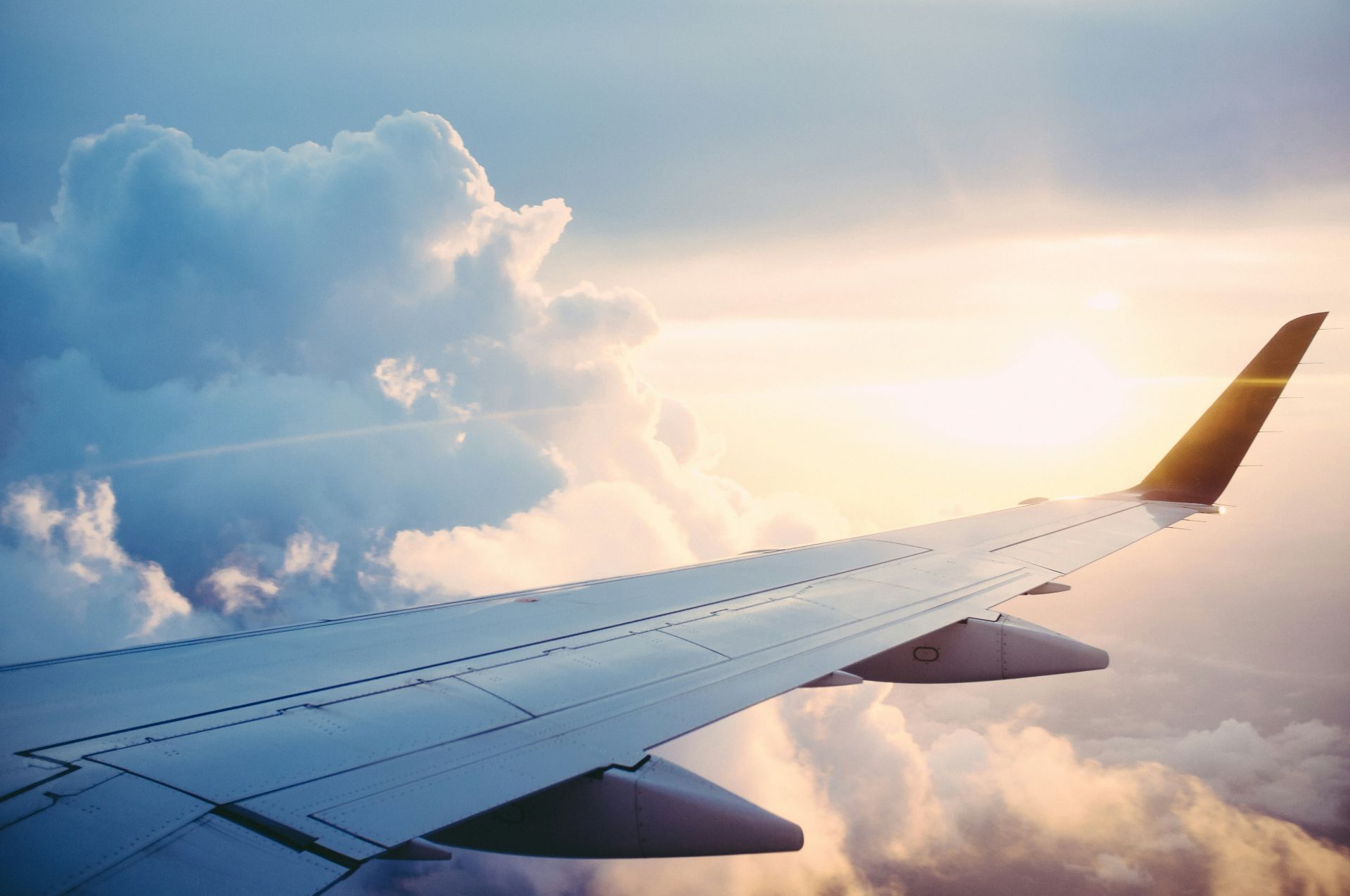 View of an aeroplane wing mid flight