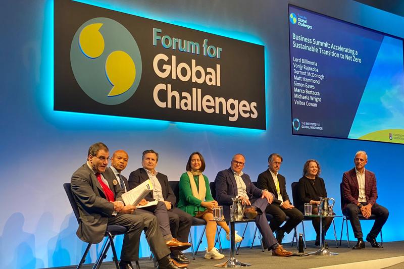 The Business Summit panel discuss ways to achieve net zero at the Forum for Global Challenges