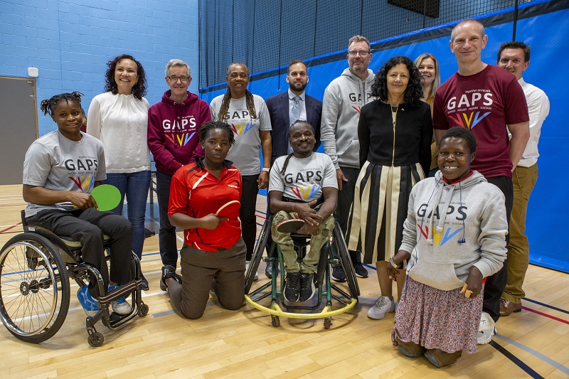 Group of para athletes in sports hall