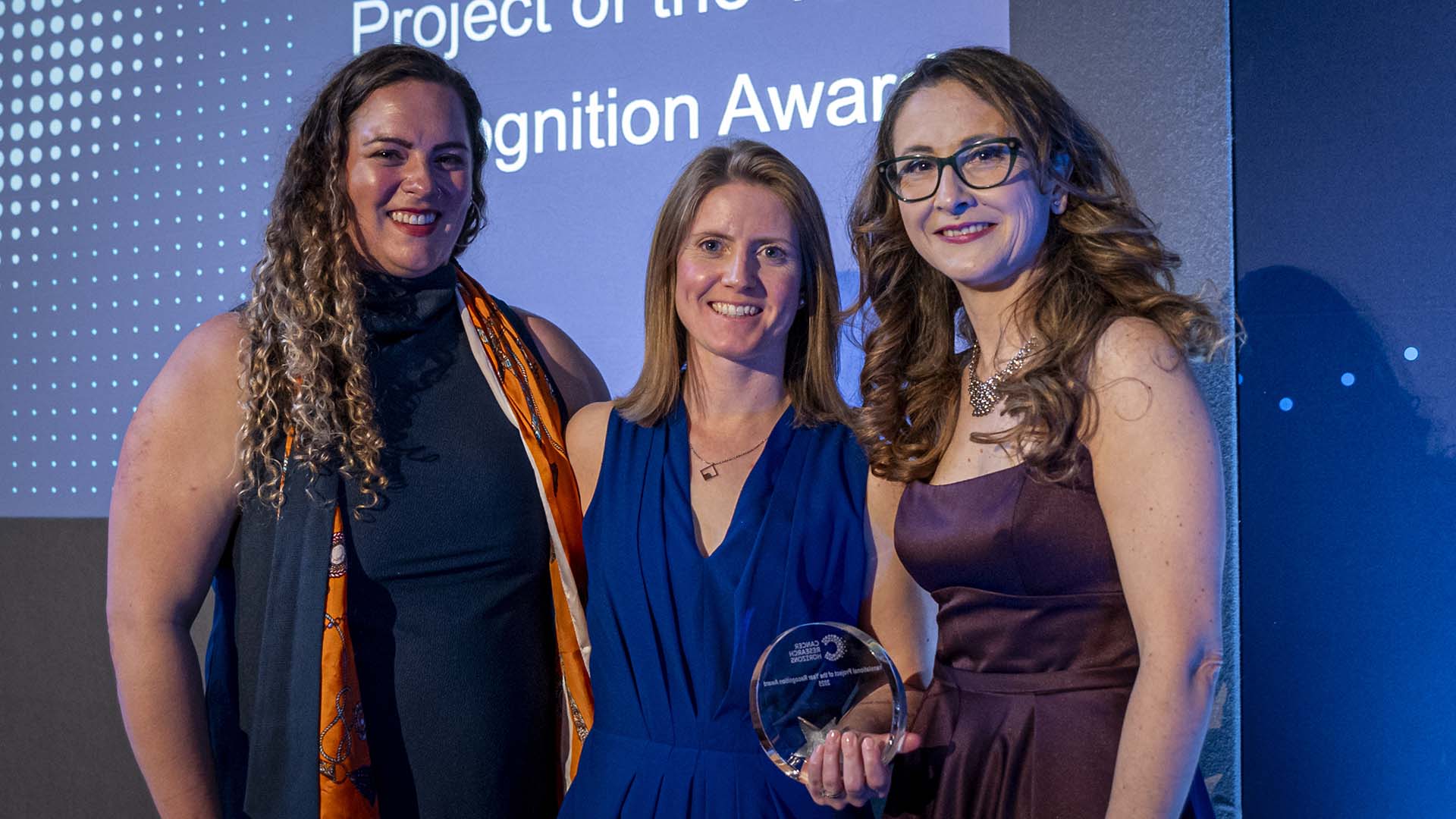 Dr Sian Faustini and Dr Jennifer Heaney with Dr Alessia Errico from CRUK. 