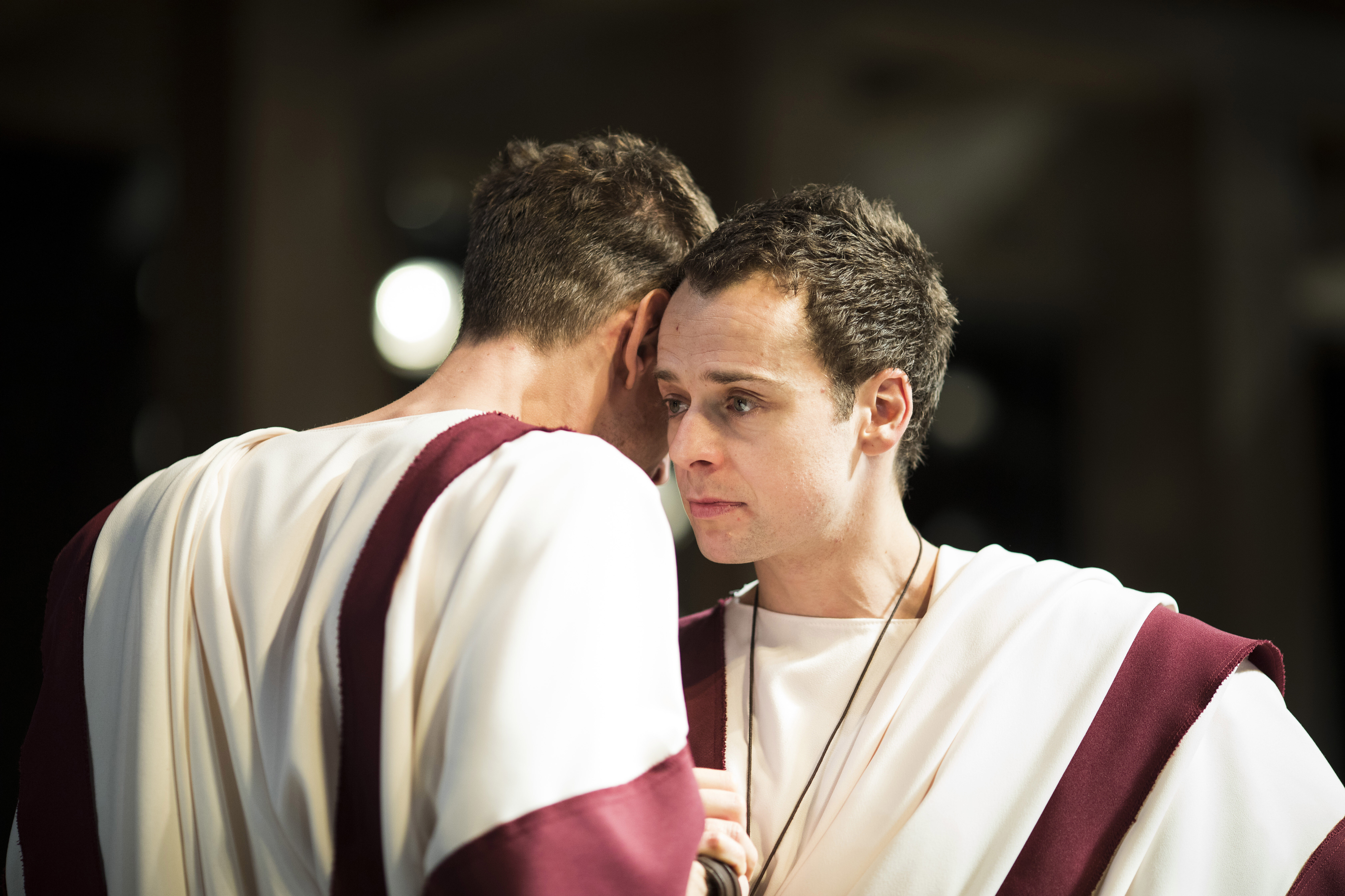 Two actors in Julius Caesar production