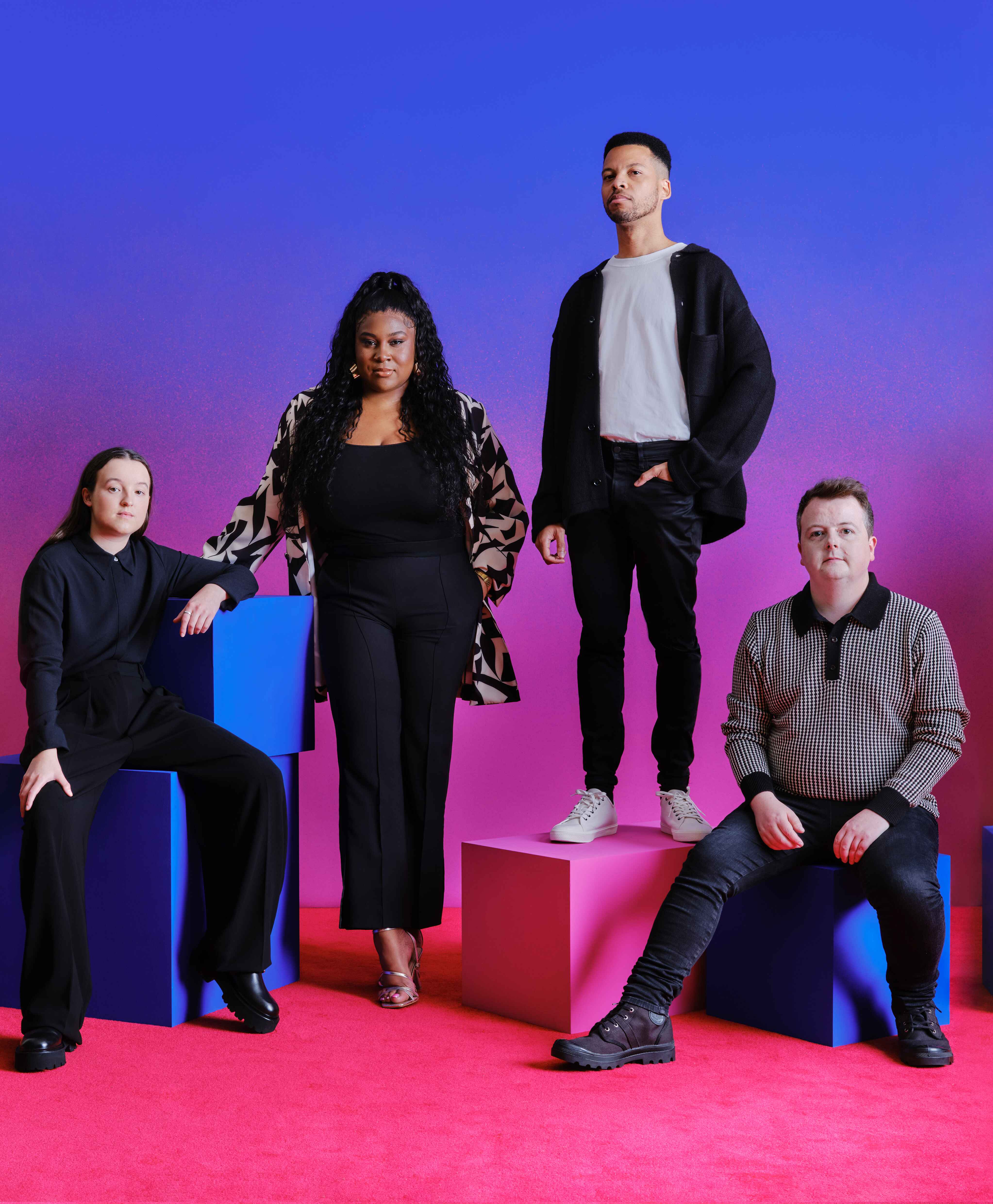 BAFTA Breakthrough talents from left to right is Bella Ramsey, Funmi Olutoye, Michael Anderson, Joel Beardshaw.