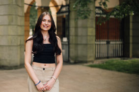 Student Elvira on the University of Birmingham campus