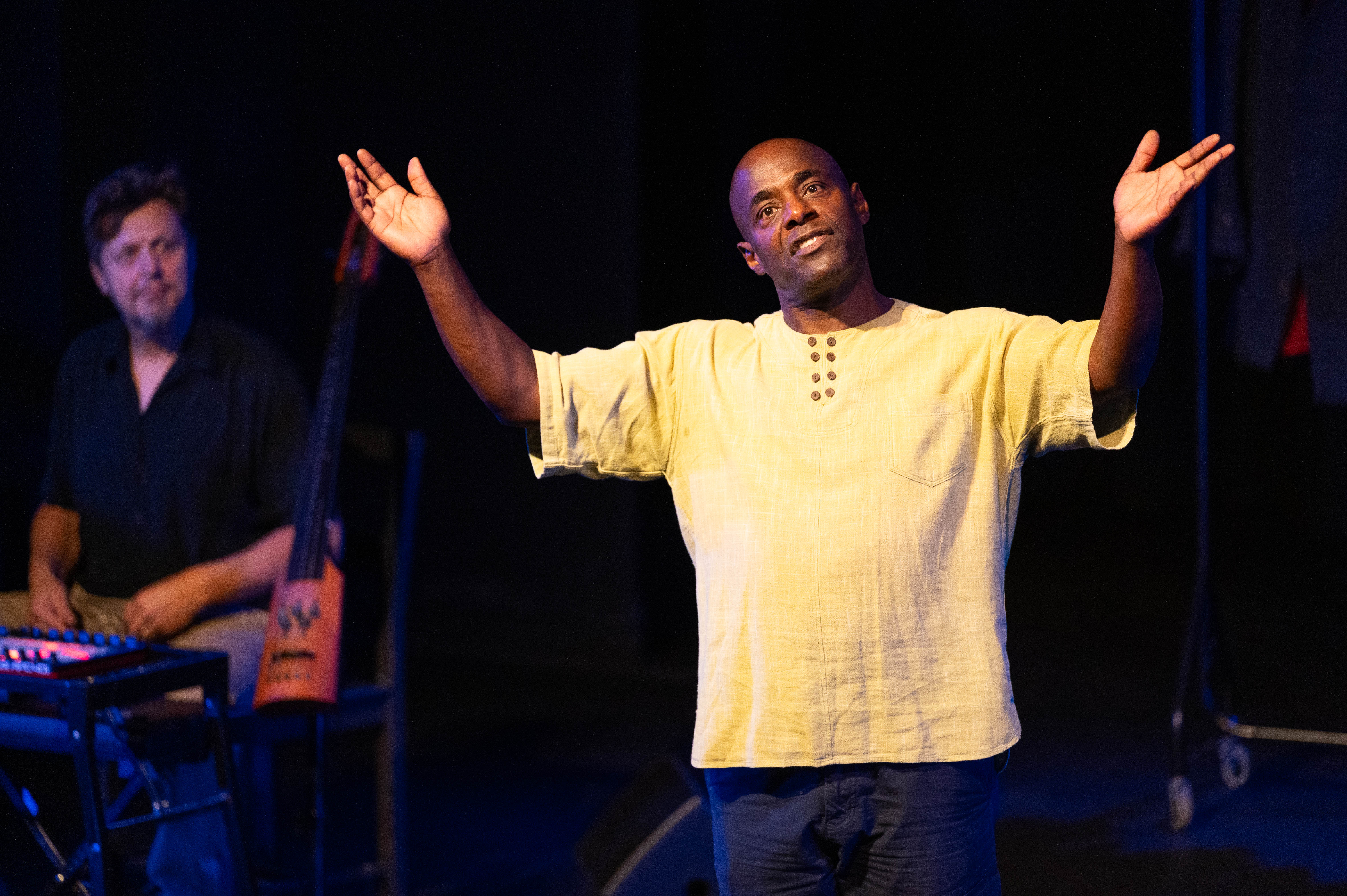 Actor Paterson Joseph performing 'Sancho and me' at George Cadbury Hall.