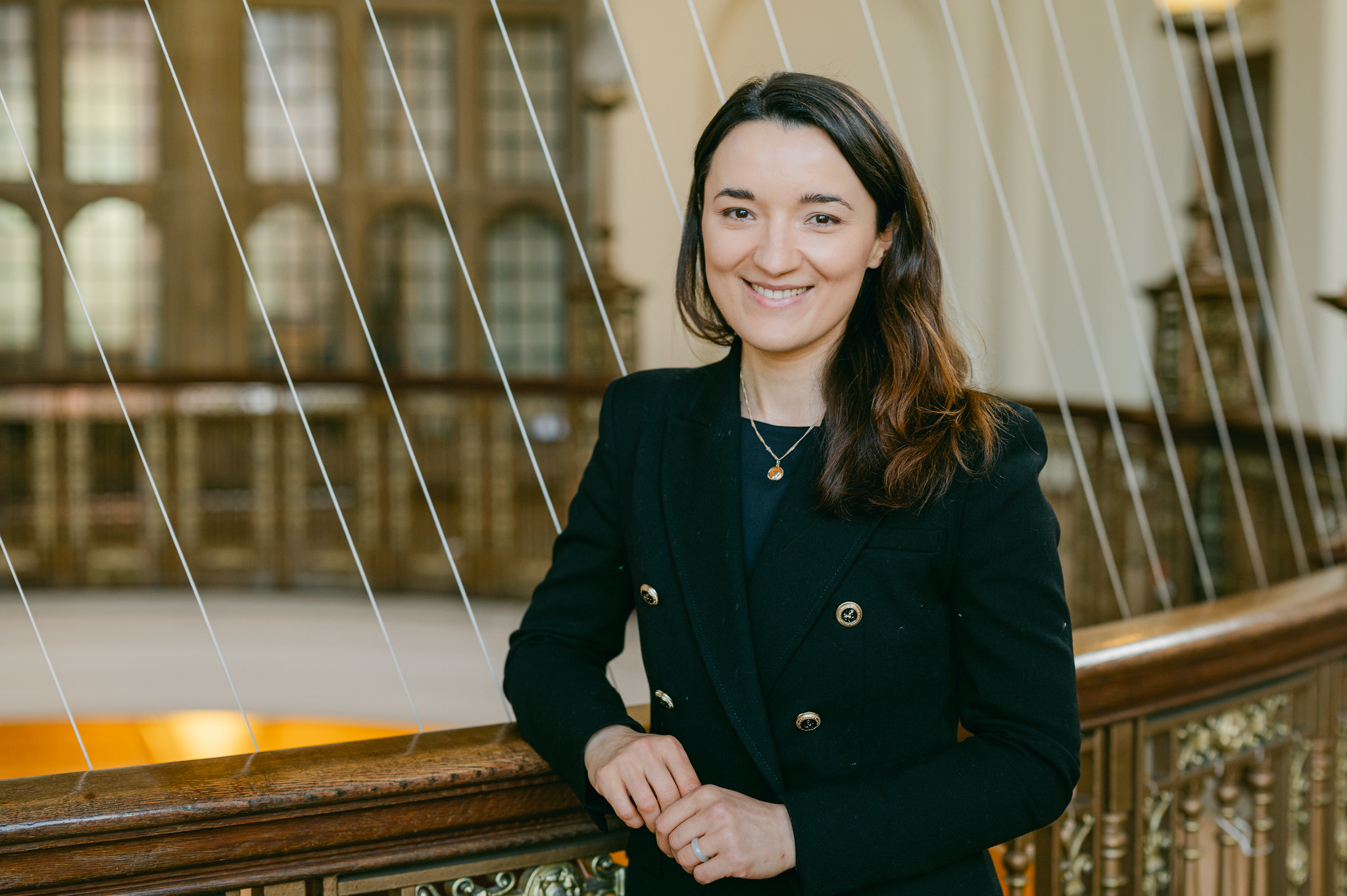 lulia Mirzac poses in the Aston Webb rotunda.