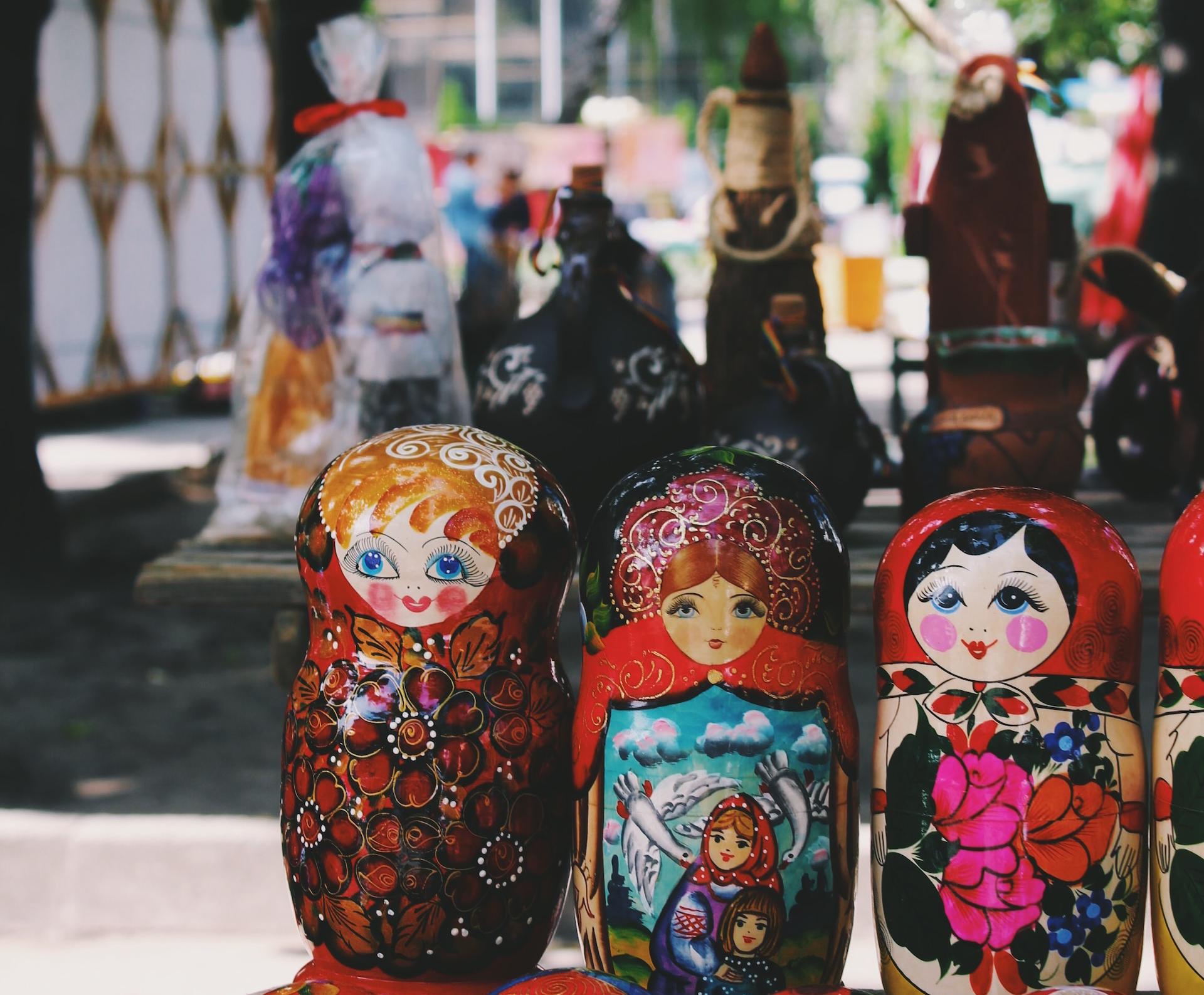 Matryoshka dolls for sale on a street stall