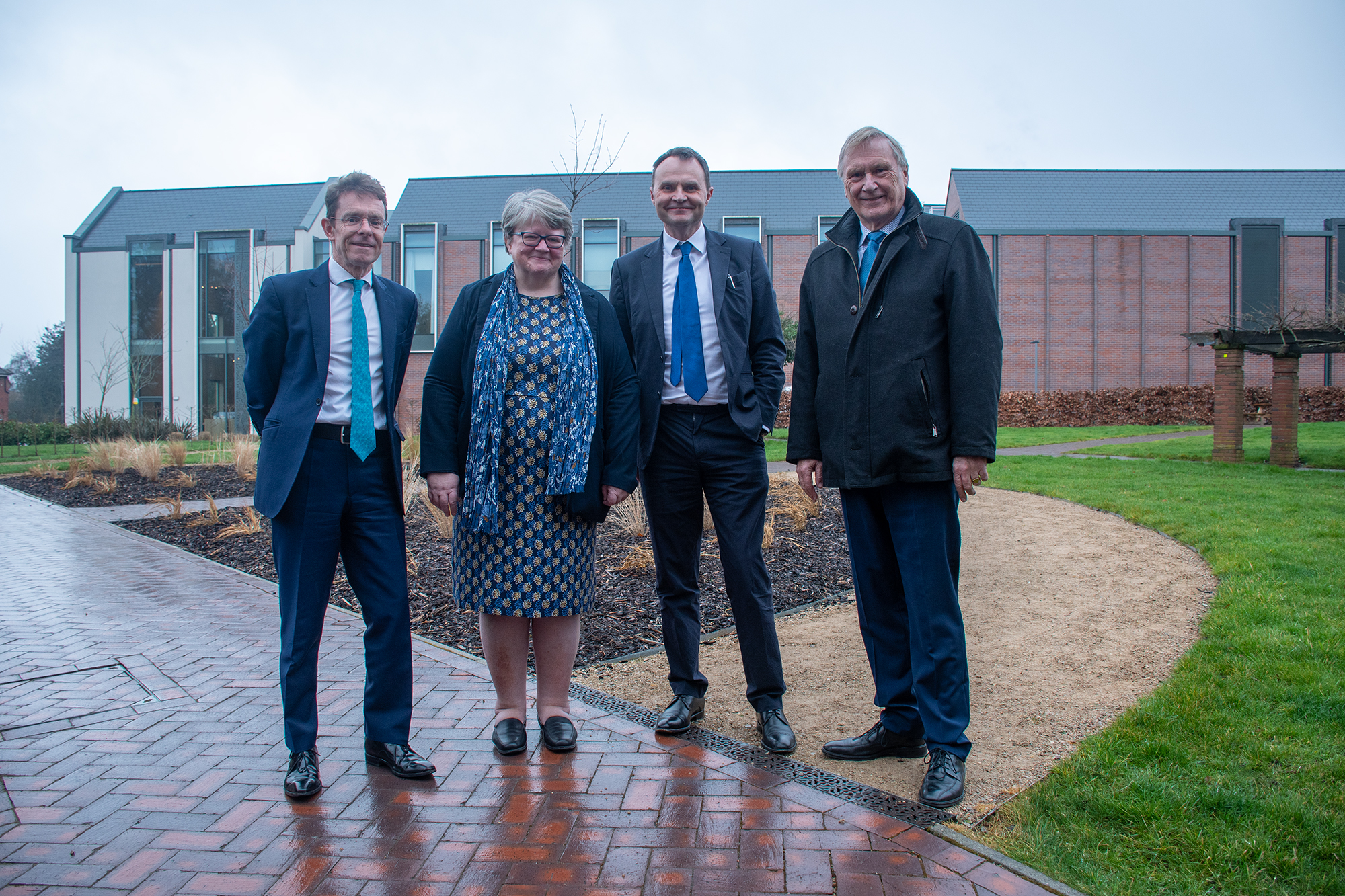 Andy Street; Thérèse Coffey; Professor Adam Tickell; and Cllr Ian Courts, by the Air Quality Supersite