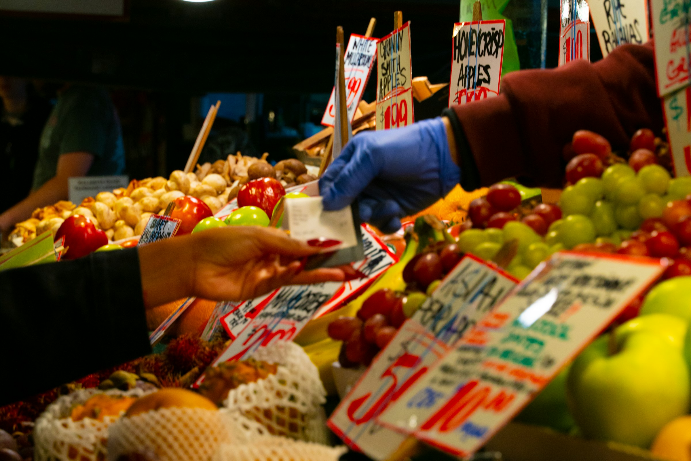 Food on a market stall