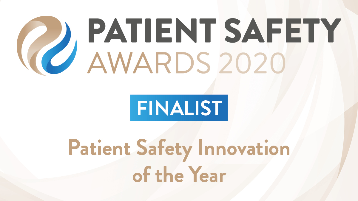 A graphic that reads: "Patient Safety Awards 2020 Finalist: Patient Safety Innovation of the Year"