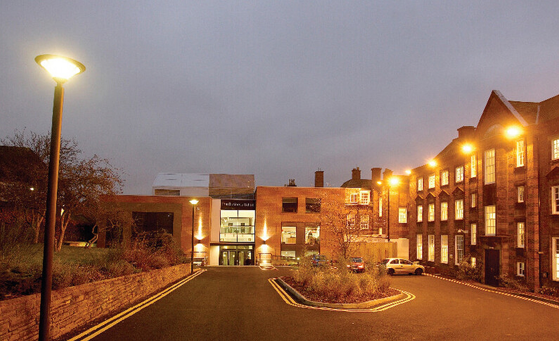 The Birmingham Business School at dusk