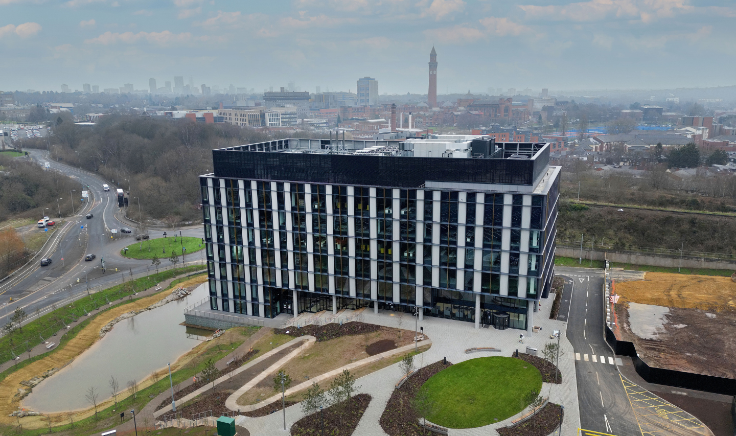 Aerial shot of the Birmingham Health Innovation Campus