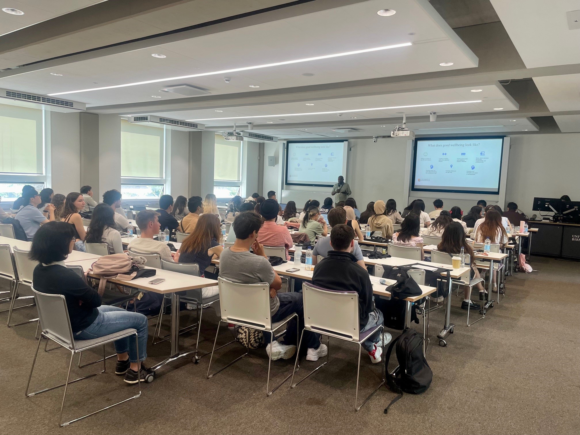Summer school induction event in progress in a lecture theatre