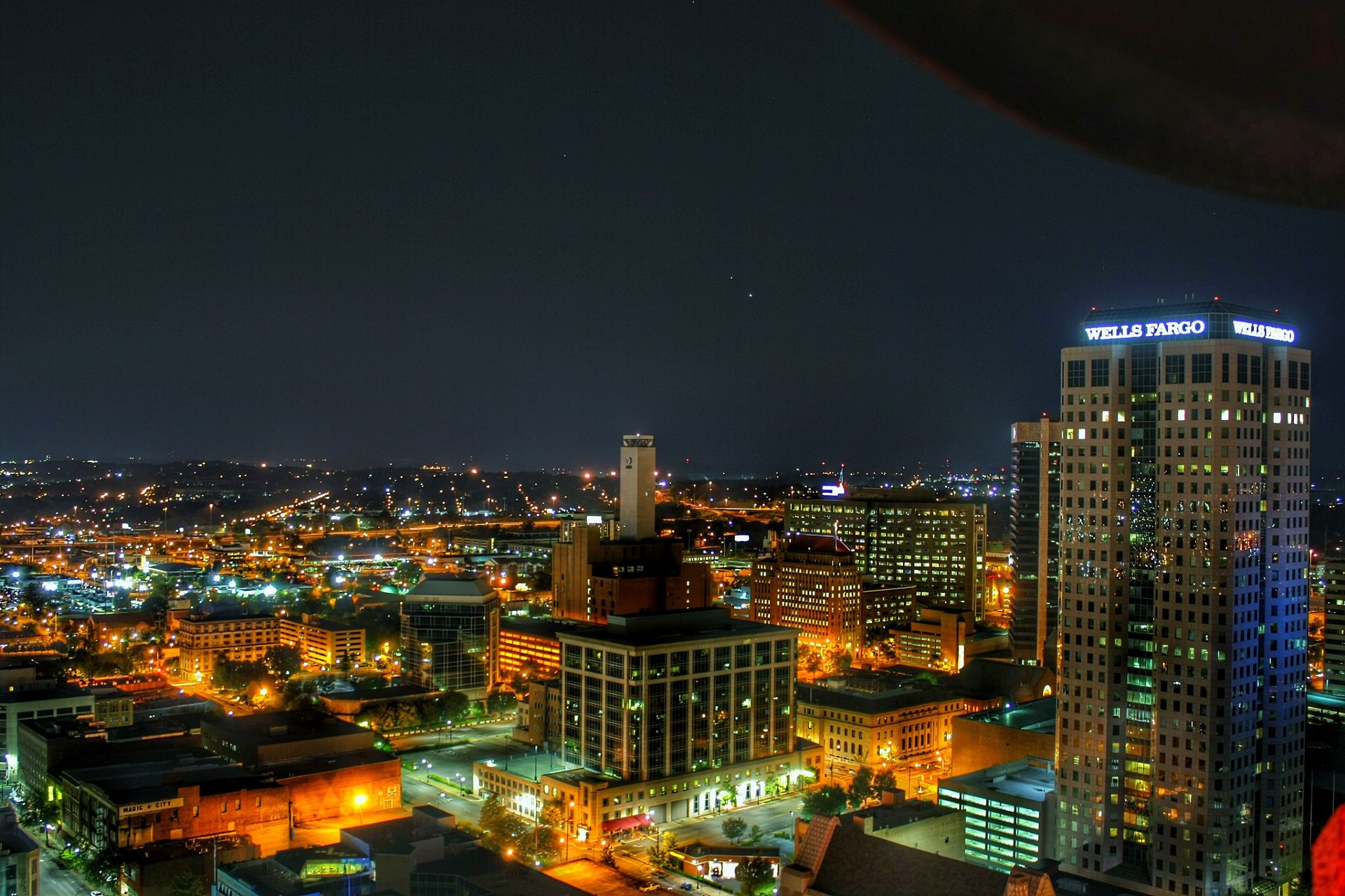 Birmingham city skyline at night