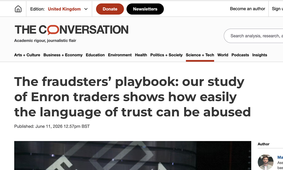 Screenshot of article showing title and the conversation logo