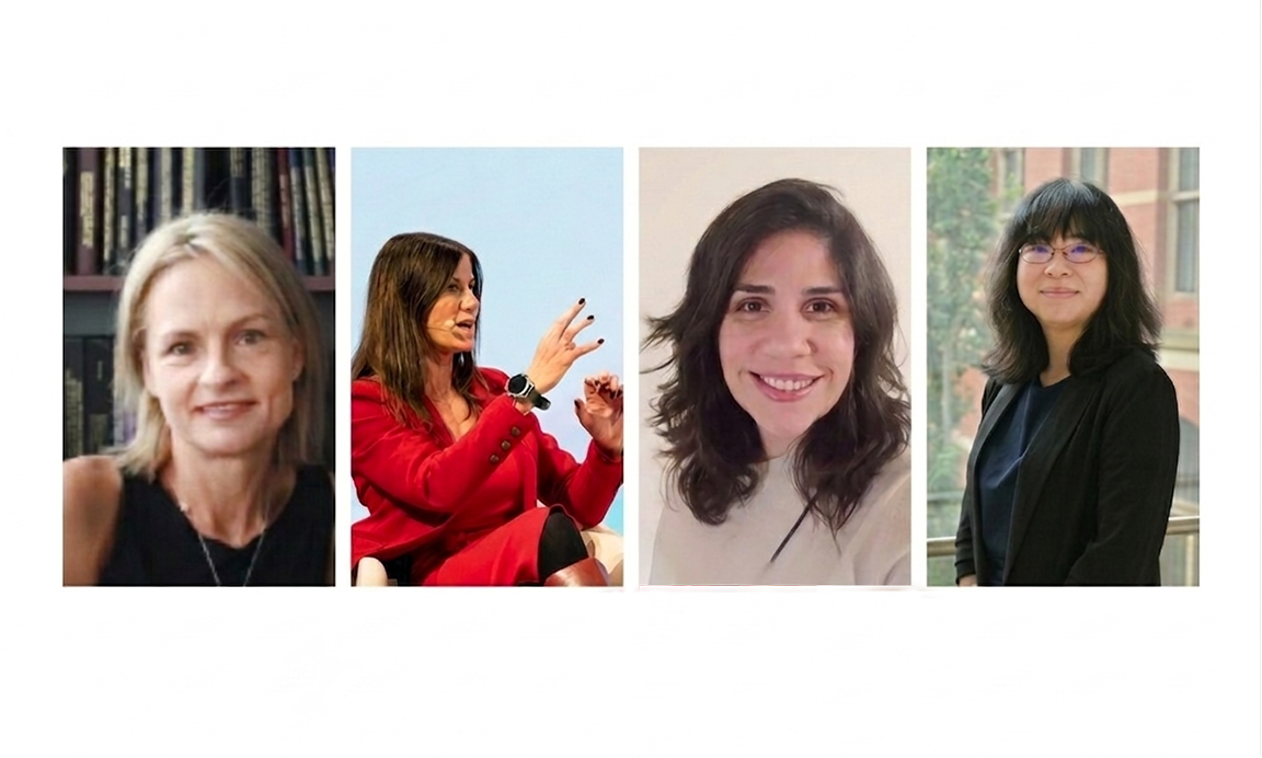 Headshots of Dr Christa Viljoen, Professor Karen Elliott, Dr Flavia Manuella Uchoa de Oliveira & Dr Mary Zhang (l-r) 