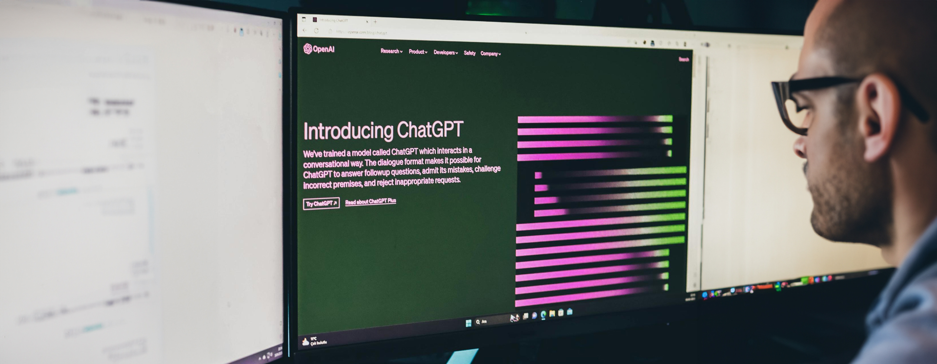 A computer screen showing ChatGPT webpage.