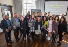Cleantech business owners celebrate their graduation from the Climate Innovation Platform