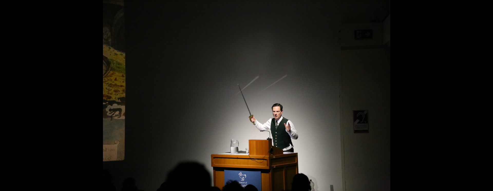 Professor John Holmes recreating J.R.R.Tolkien’s lecture on dragons at Oxford University Museum of Natural History.