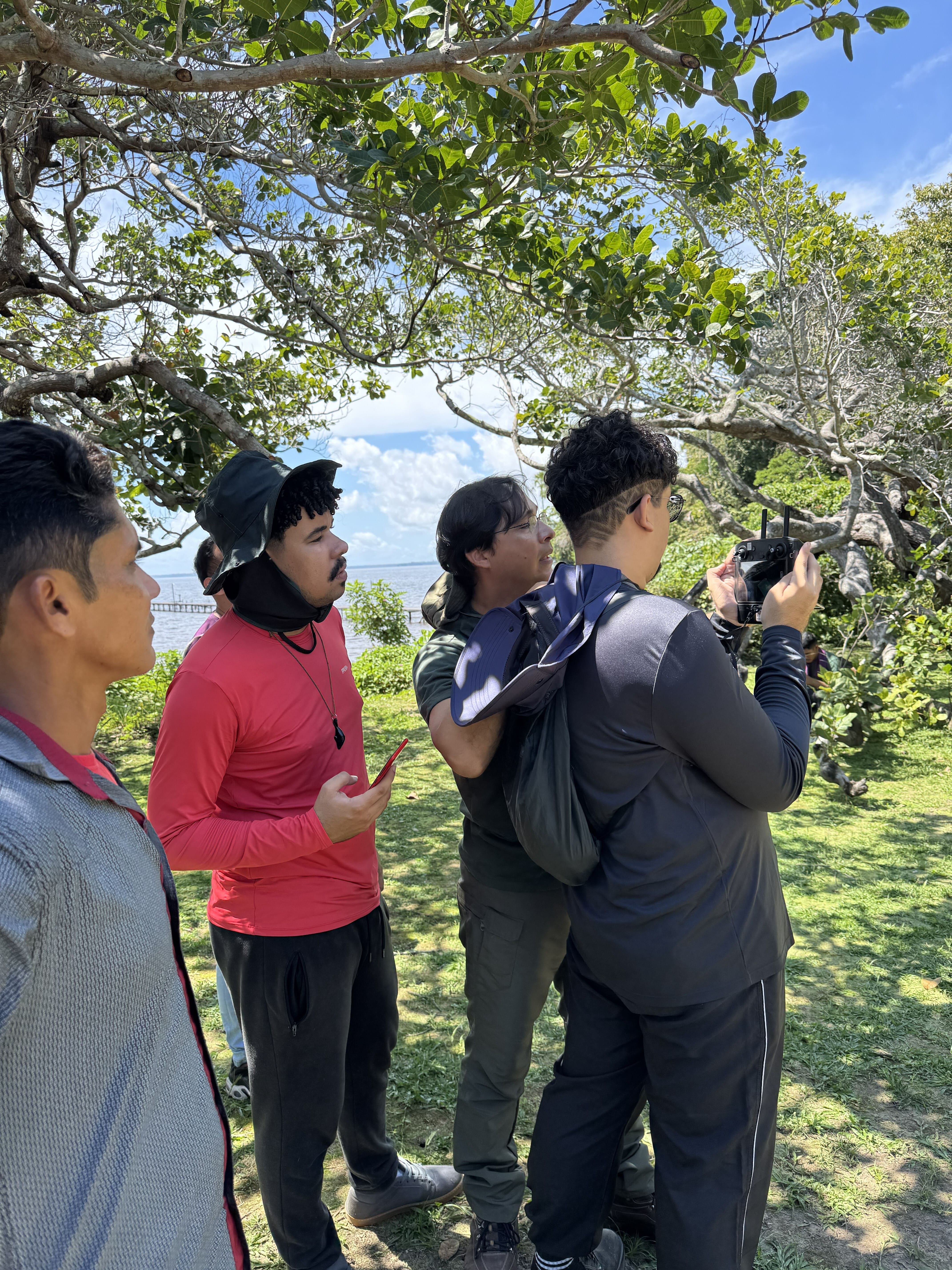 Immerse Amazonia Students controlling LiDAR drone