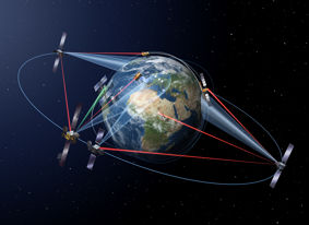 A conceptual image of the EDRS circling Earth.