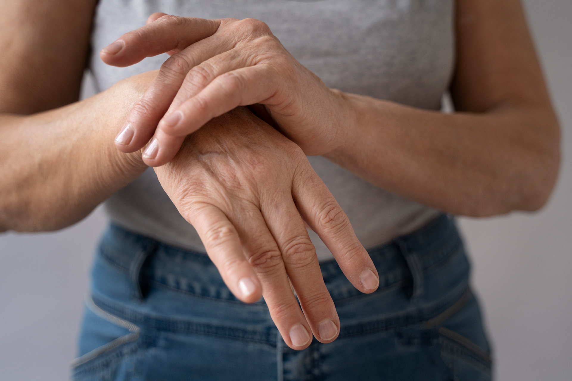 Close-up of hands of elderly woman
