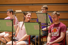 Students rehearsing for one of the orchestral ensembles at the University of Birmingham
