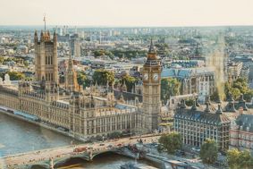Aerial view of the Houses of Parliament