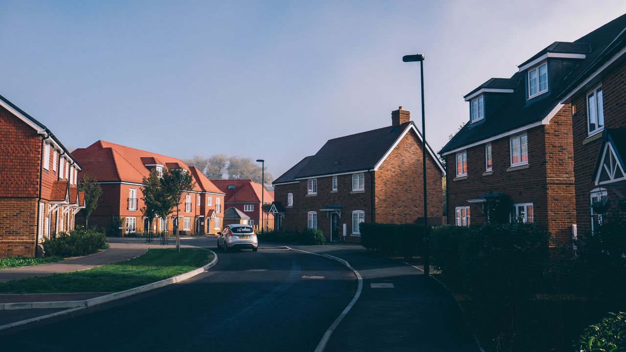Road lined with new build houses