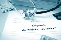 Medical notes, text says "diagnosis bladder cancer"