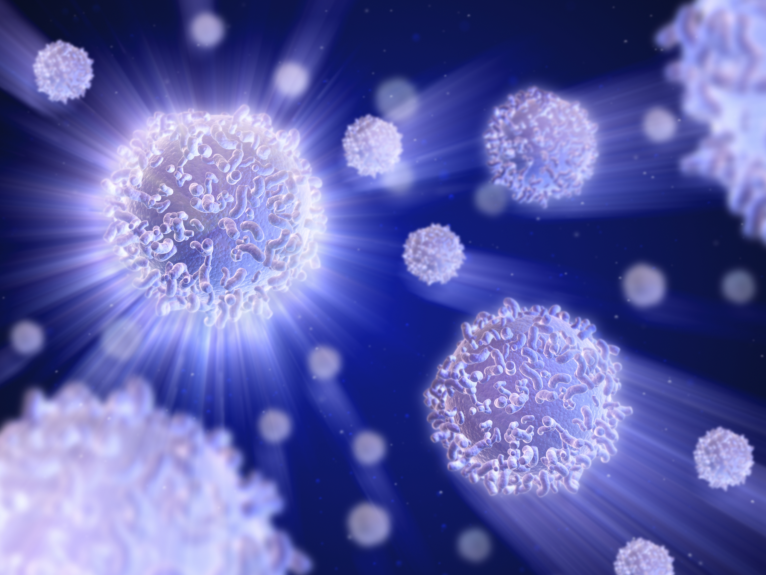 Computer generated illustration of white blood cells that form human immune system