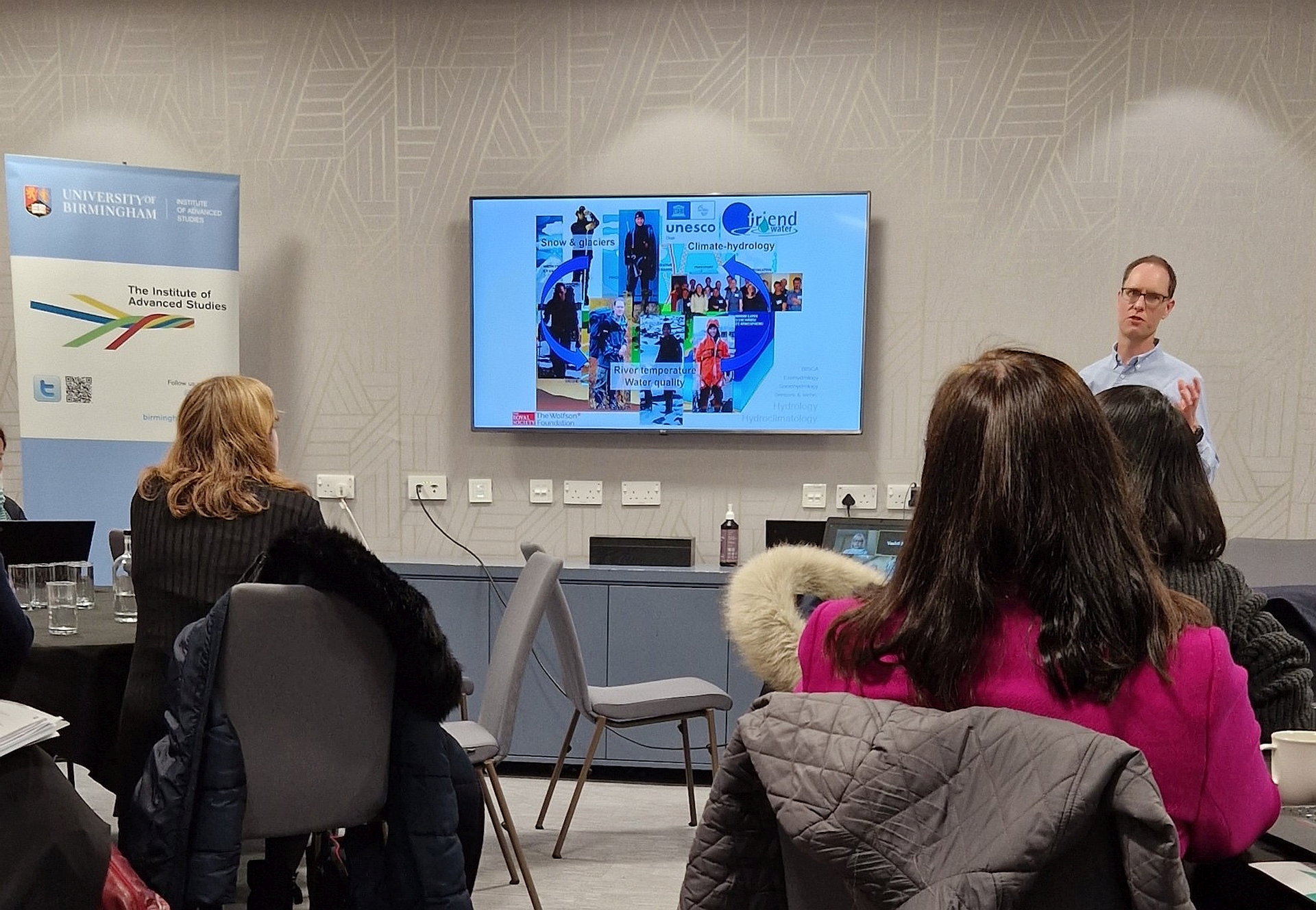 Caption: Professor David Hannah (Geography) presenting his work with the Birmingham Institute for Sustainability and Climate Action.