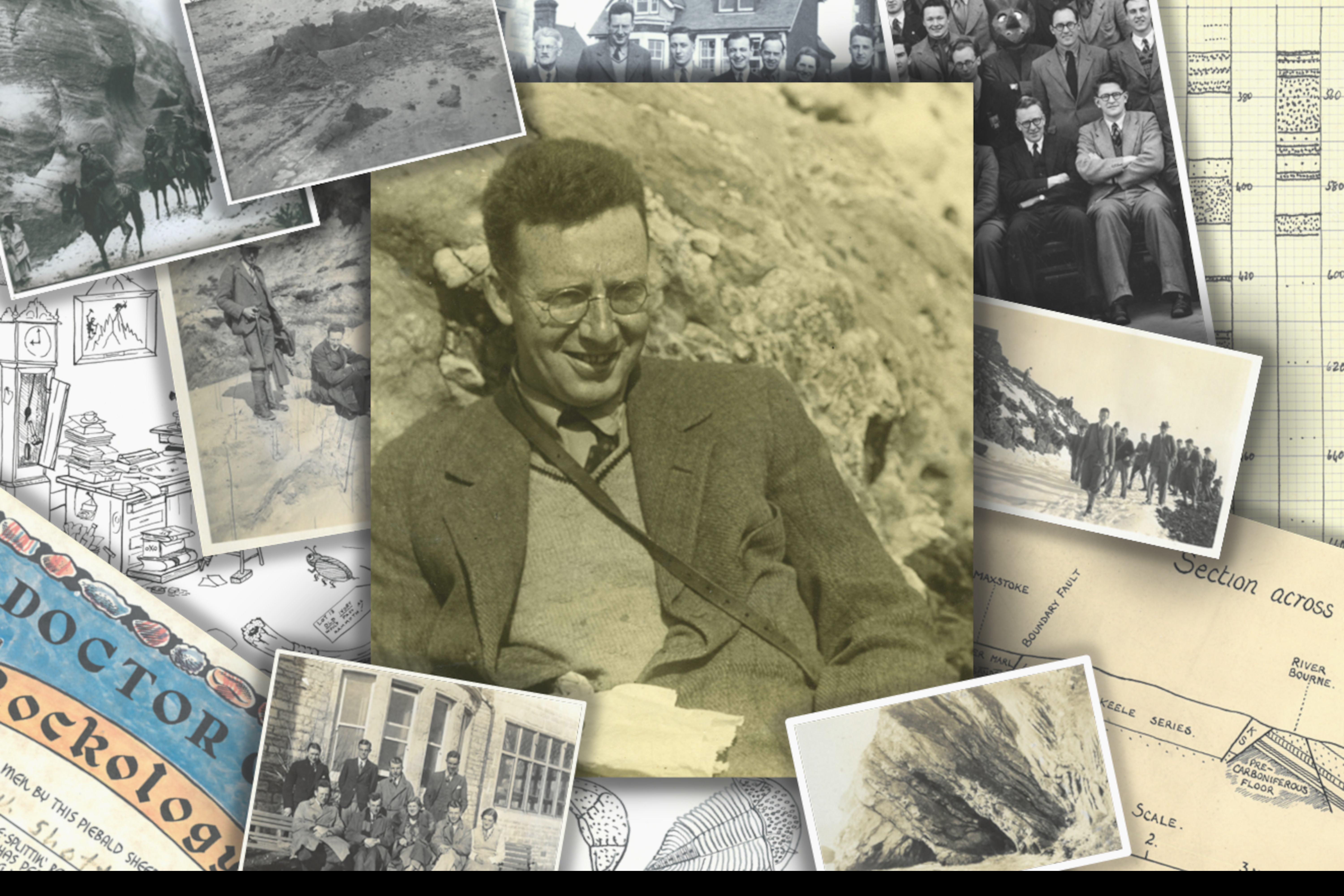 A collage of material from the Shotton archive, including photographs and sketches.