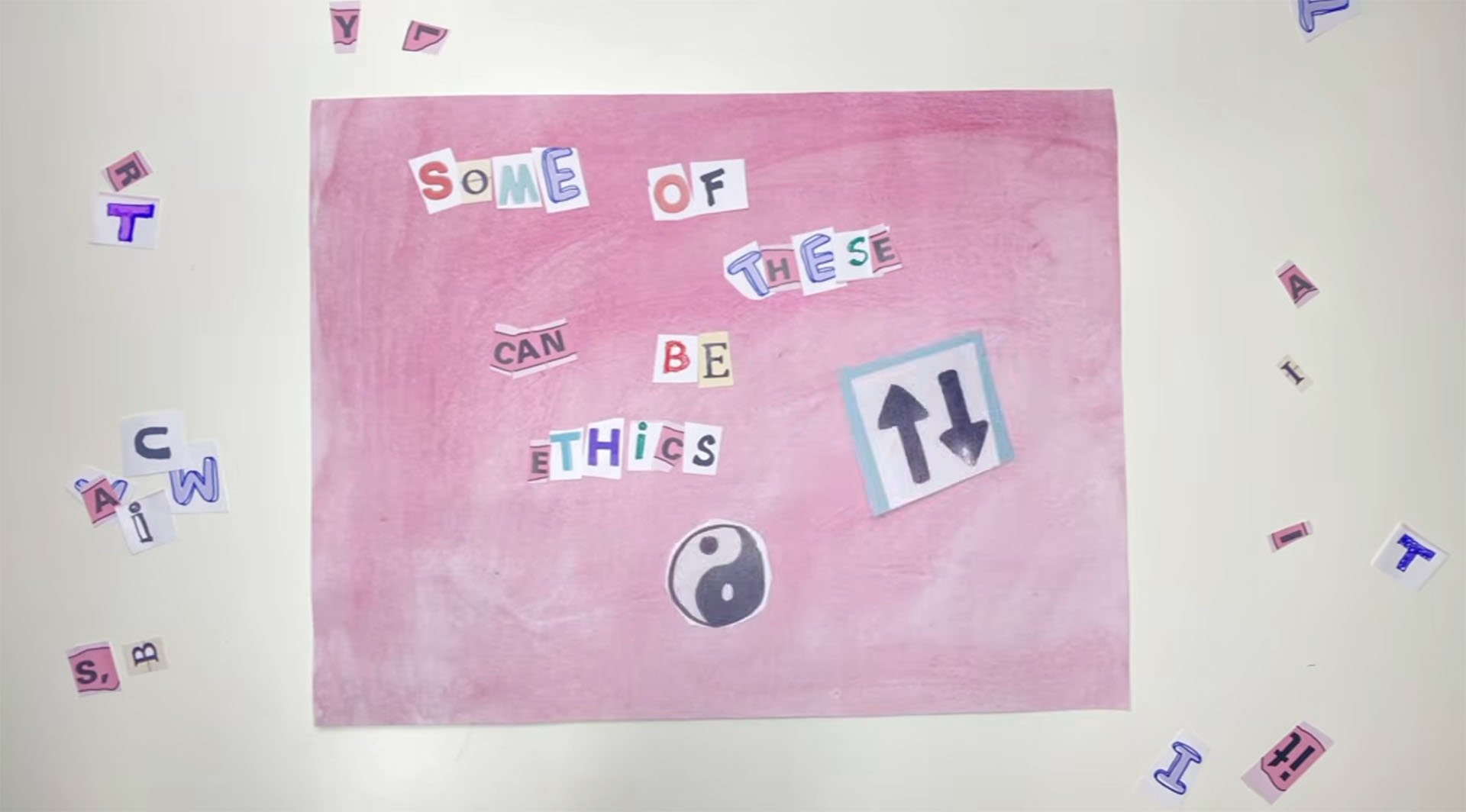 still from the video reading "Some of these can be ethics"