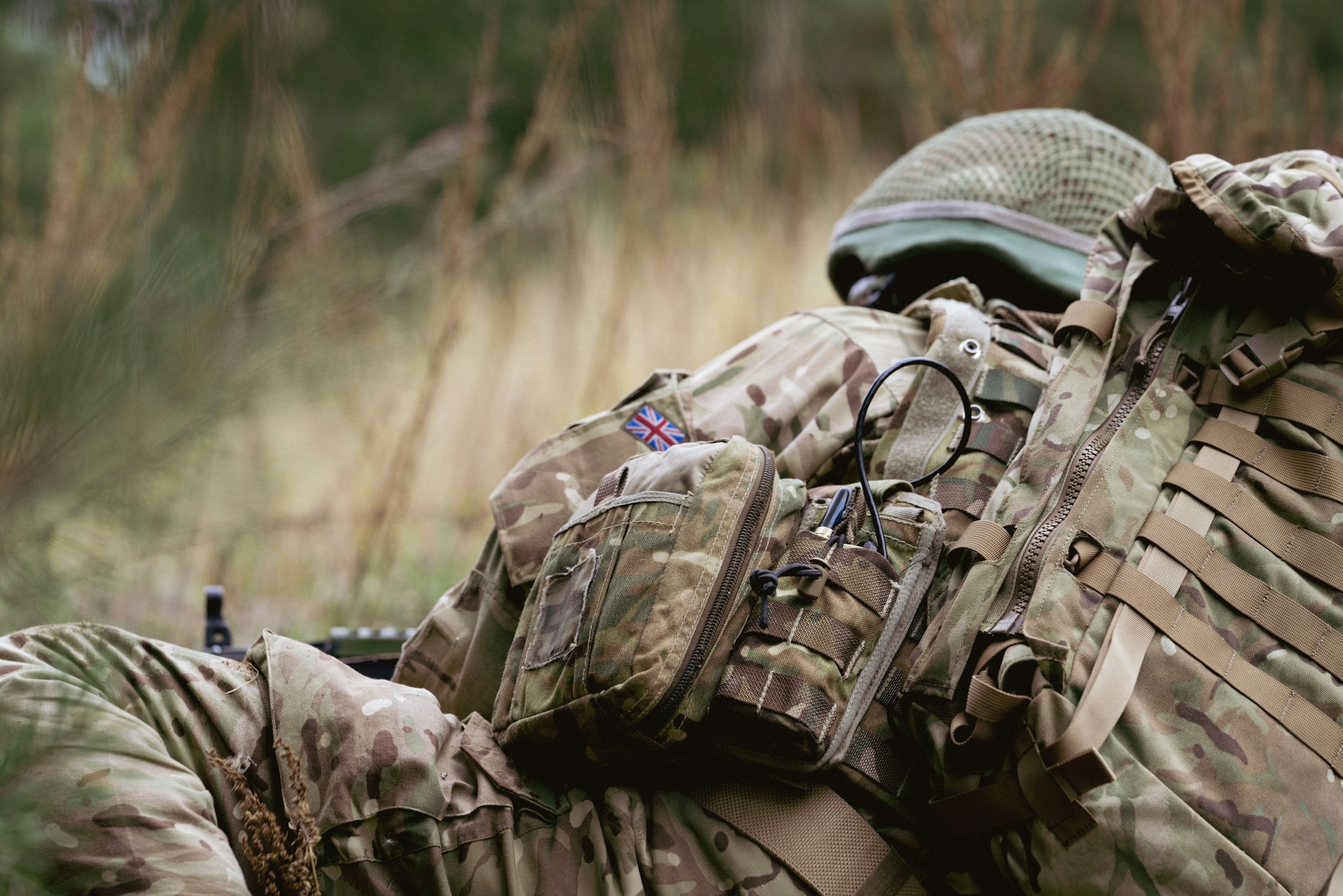A British Army soldier in combat fatigues