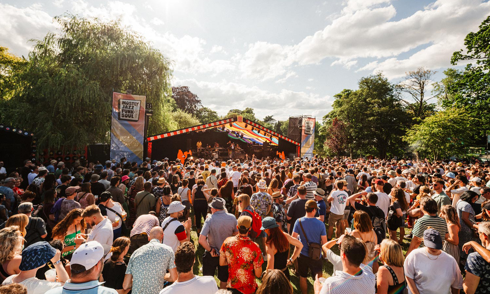 The Mostly Jazz Funk & Soul Festival with a large crowd watching a performance on stage